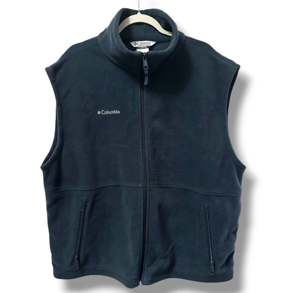 Columbia Cathedral Peak Fleece Vest Men's XL Navy Blue Full Zip Gorpcore Finance